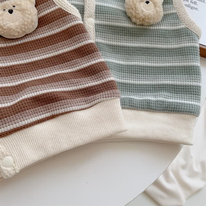 Baby 3D Bear Striped Button Vest