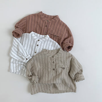 Toddler Triple Button Vertical Striped T-shirt