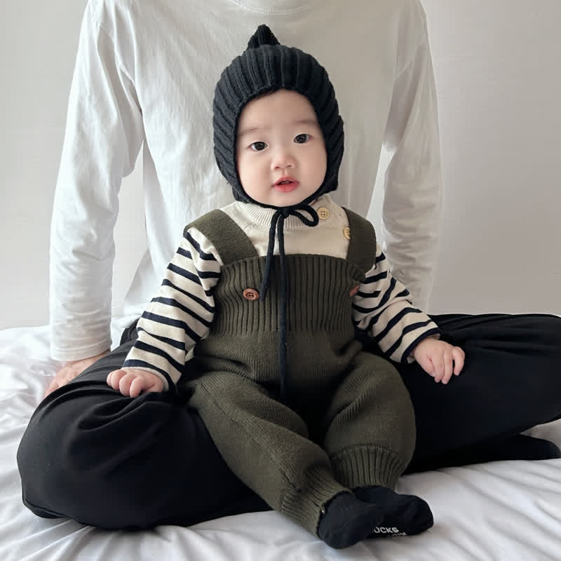 Baby Button Knitted Basic Color Overalls