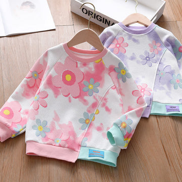 Kid Girl Tie Dye Flower Sweatshirt