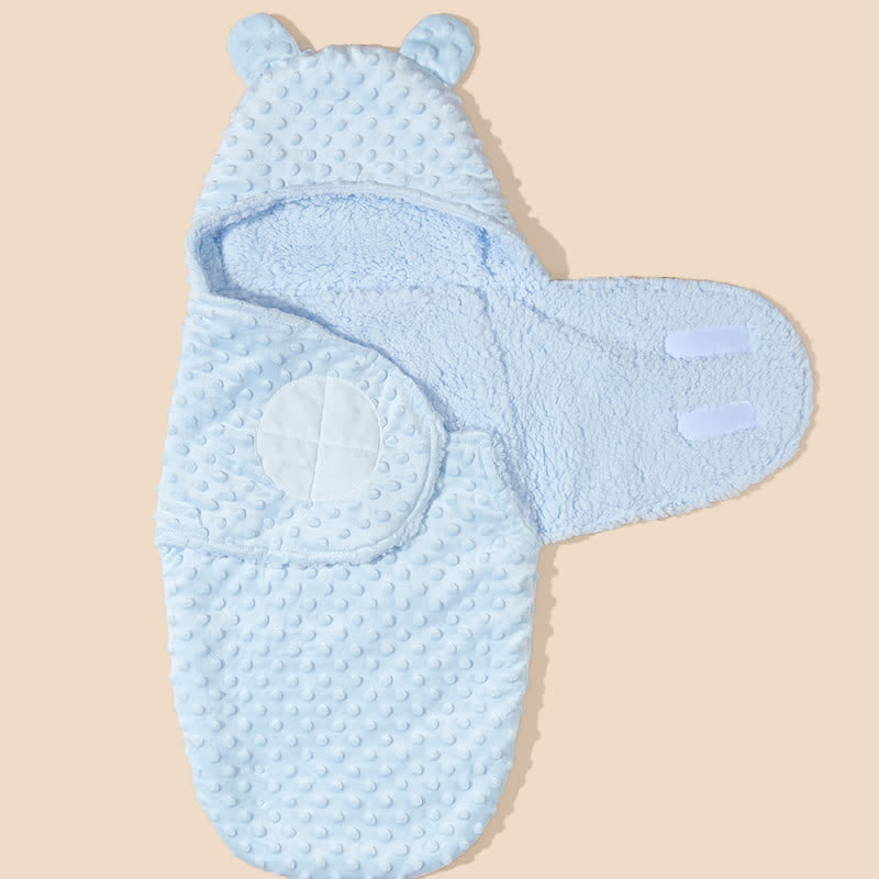 Bear Ears Solid Color Fleece Hooded Sleeping Bag