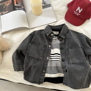 Kid Boy Black Soft Denim Jacket