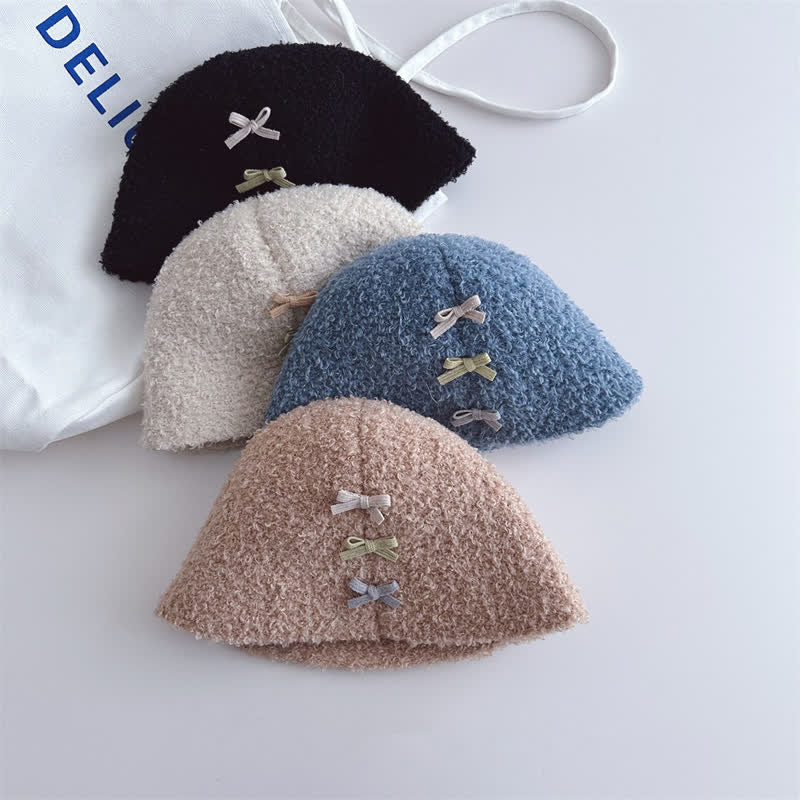 Toddler Triple Bows Fleece Bucket Hat