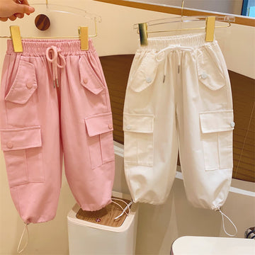 Kid Girl Lace Up Cargo Pants