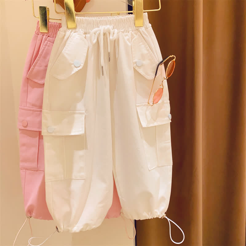 Kid Girl Lace Up Cargo Pants