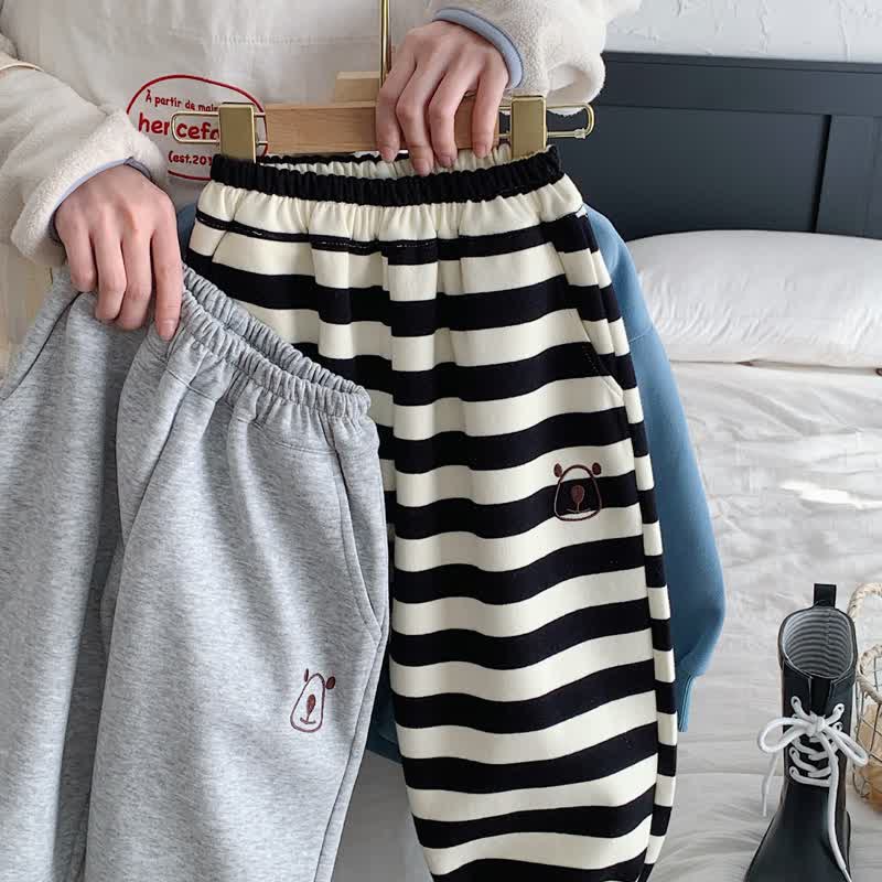 Toddler Cute Bear Striped Sport Pants