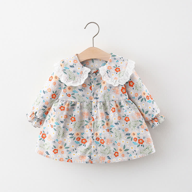 Baby Toddler Lace Lapels Multicolor Flower Dress
