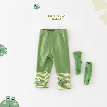 Baby Green Striped Double Frog Pants