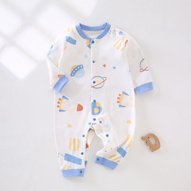 Baby Allover Blue Rocket Space Romper