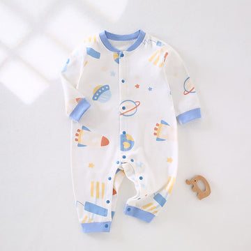 Baby Allover Blue Rocket Space Romper