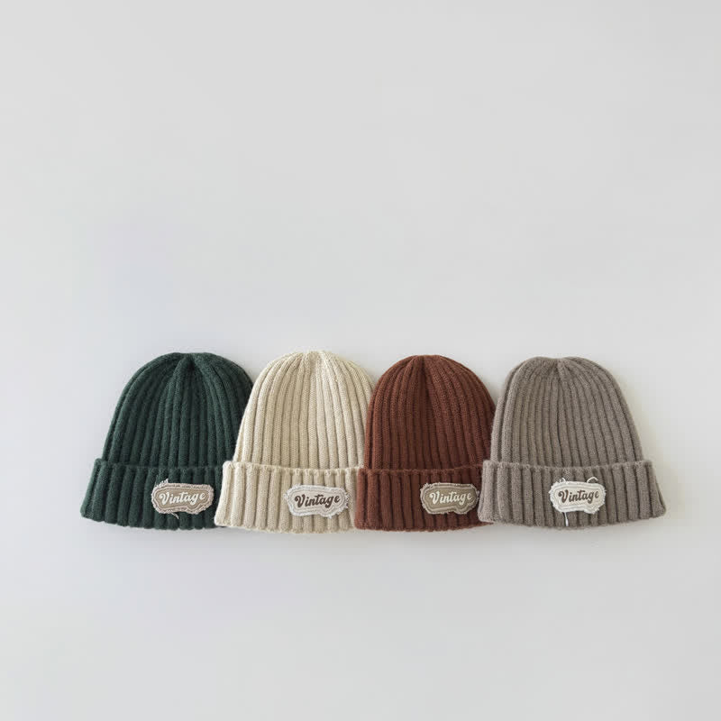 VINTAGE Baby Toddler Patch Knitted Beanie