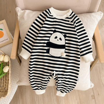 Baby Panda Black Striped Romper