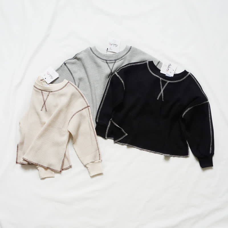 Kids Reversible Waffle Knit Sweatshirt