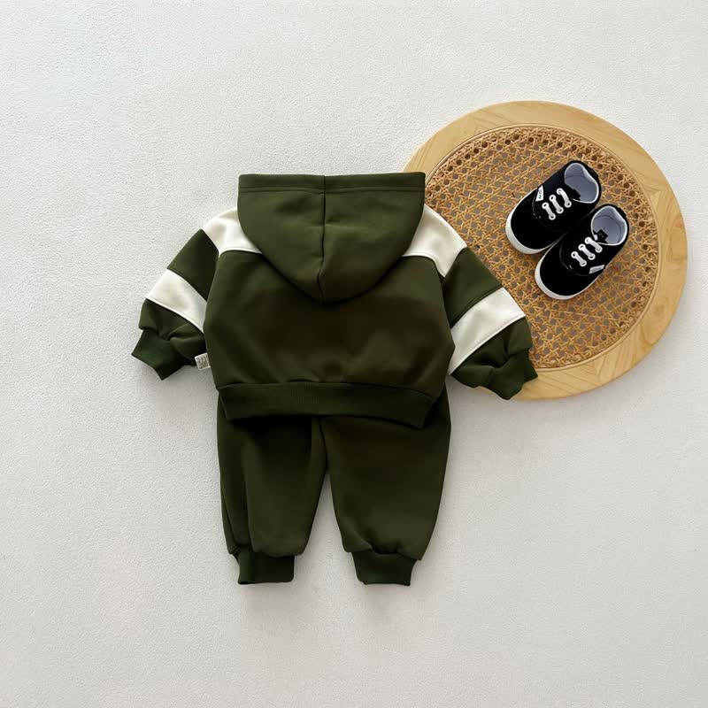 Baby 2-Piece Army Green Hooded Sweatsuit Set