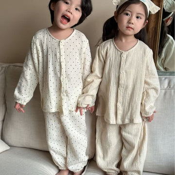 Toddler 2-Piece Gauze Polka Dot Pajamas Set