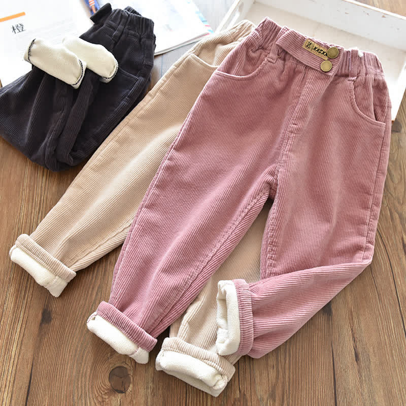 Kid Girl Stretch Velvet Corduroy Pants