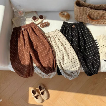 Kids Polka Dots Corduroy Turnip Pants