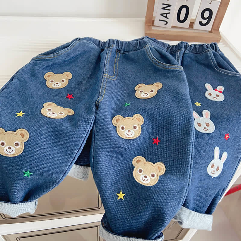 MIKI AND HOUSE Toddler Denim Patch Pants