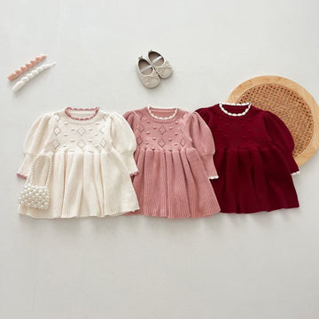 Baby Knitted Diamond Sweet Soft Dress