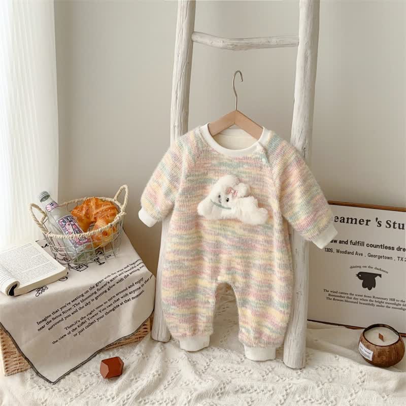 Baby Cute Cloud Plush Colored Stripe Romper
