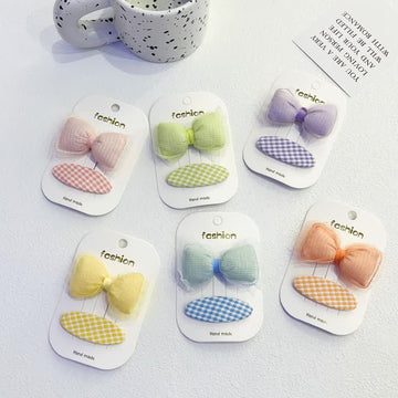 1 Pair Baby Tulle Plaid Bow Hair Clips