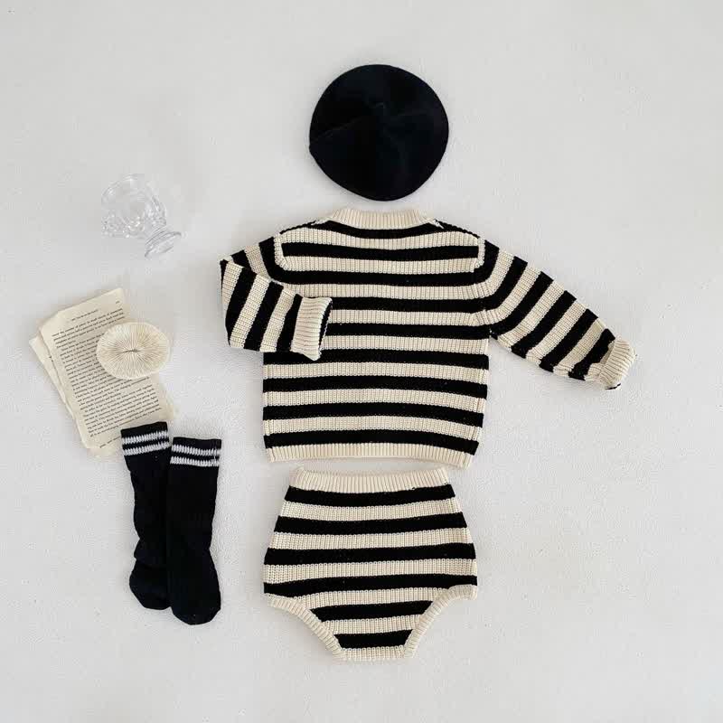 Baby 2-Piece Black Striped Knitted Set