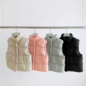 Kids Stand Collar Cotton Padded Vest