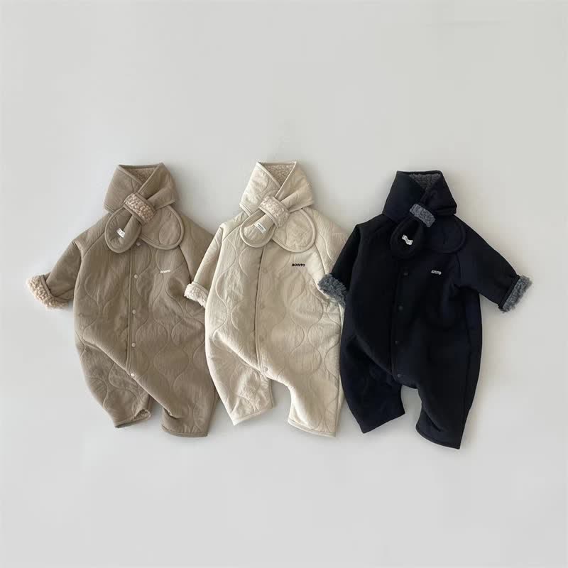 Baby Berber Fleece Romper with Scarf