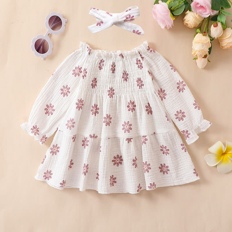 Toddler Gauze Flower Dress with Headband