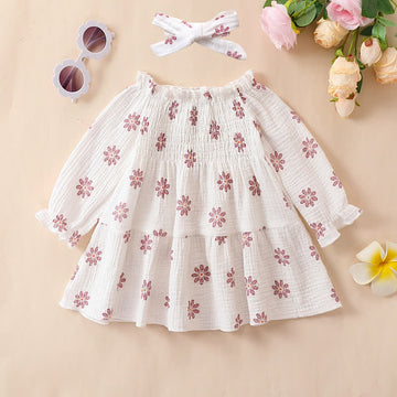 Toddler Gauze Flower Dress with Headband