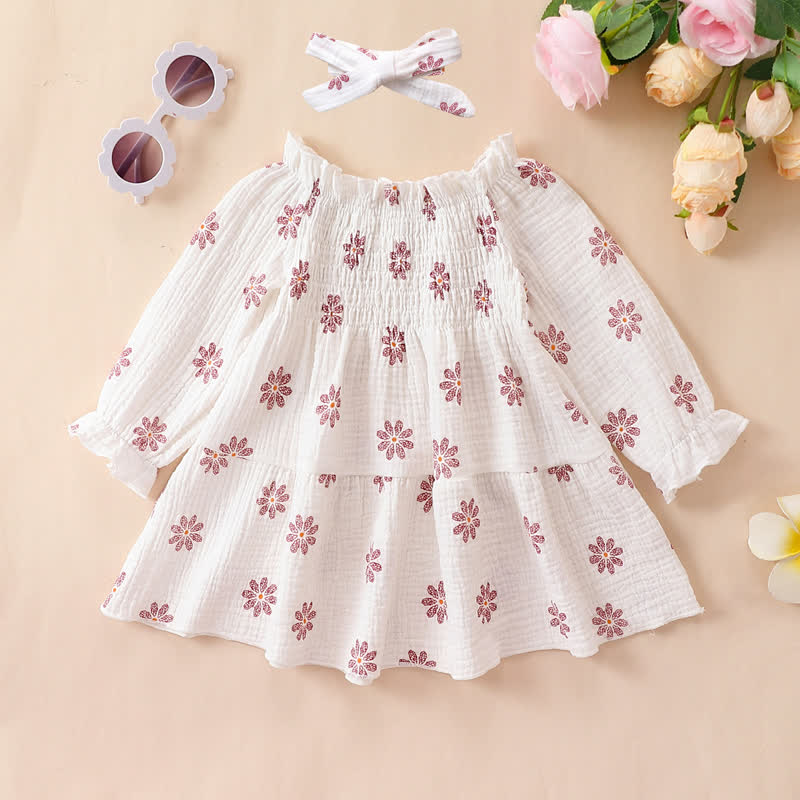 Toddler Gauze Flower Dress with Headband
