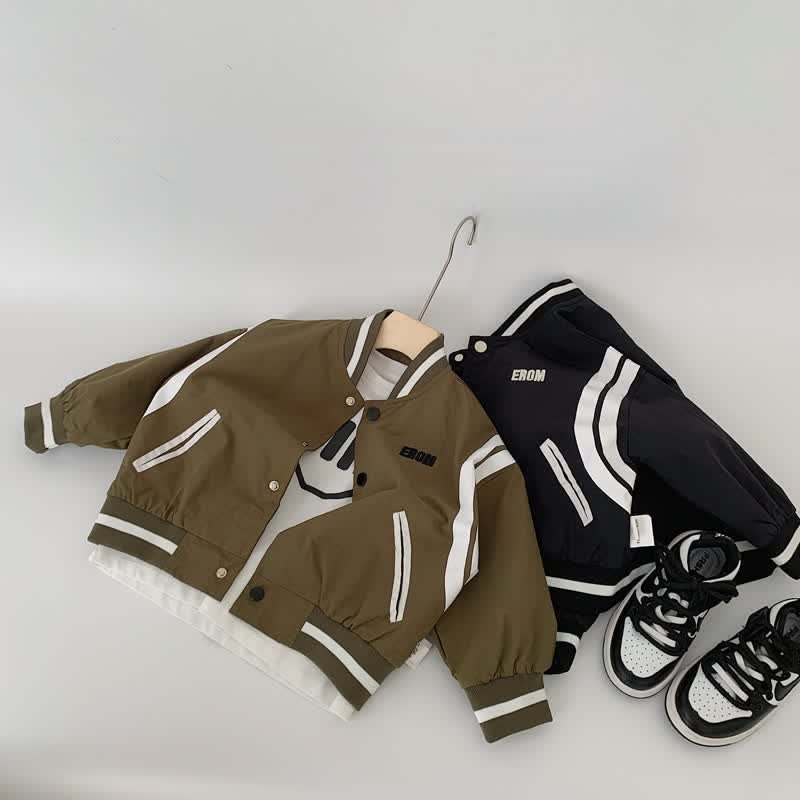 Kid Boy Embroidered Letter Jacket