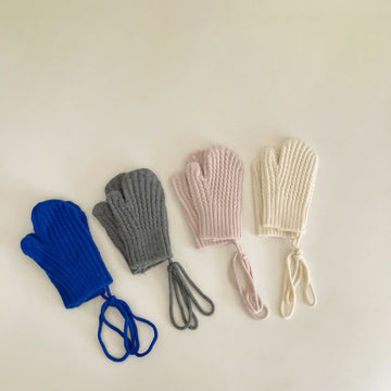 Toddler Kid Solid Color Halterneck Twist Gloves