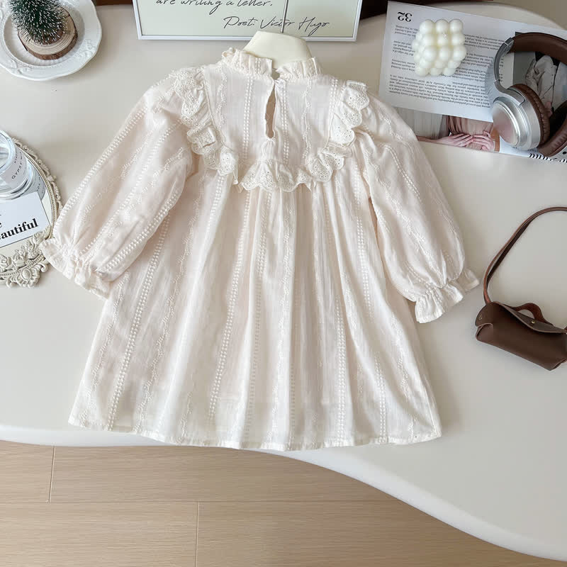 Toddler Solid Color Bow Lace Dress