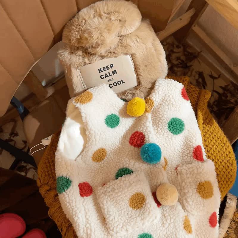 Baby Toddler Plush Colored Dot Vest Jacket