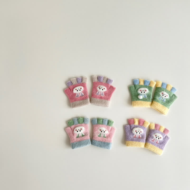 Baby Newborn Bunny Multicolor Fleece Gloves