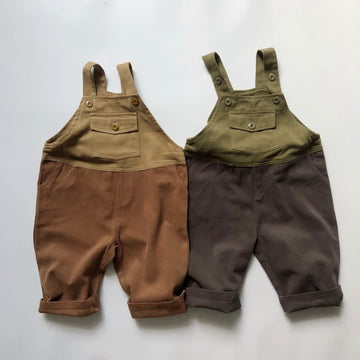 Toddler Retro Color Block Overalls