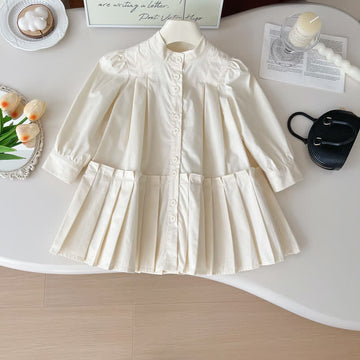 Toddler Solid Color White Shirt Dress