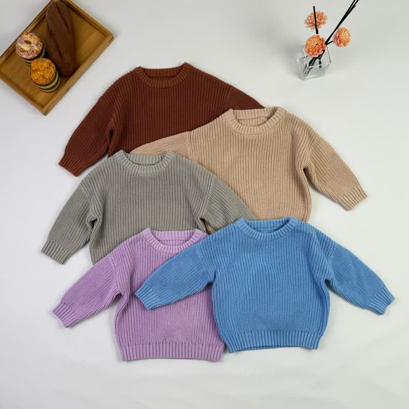 Baby Toddler Solid Color Pullover Sweater