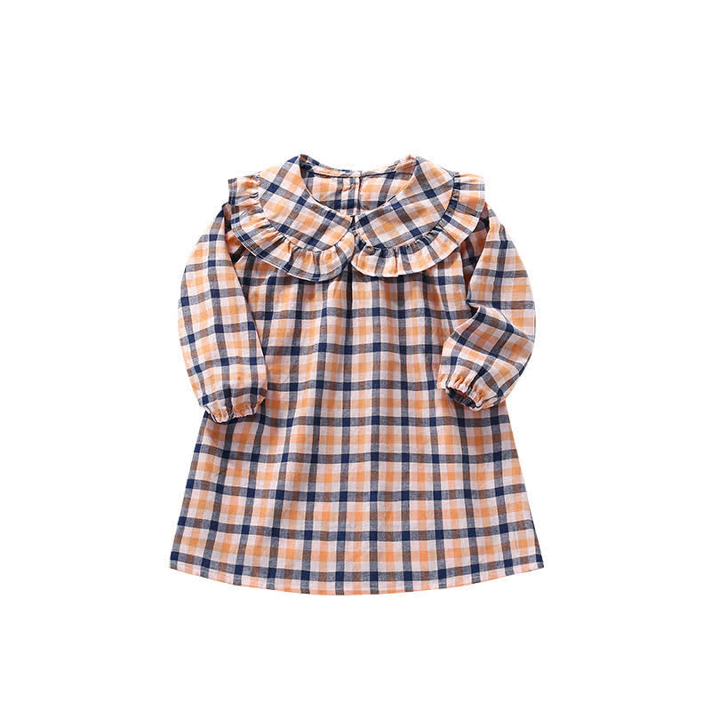 Toddler Orange Plaid Casual Dress