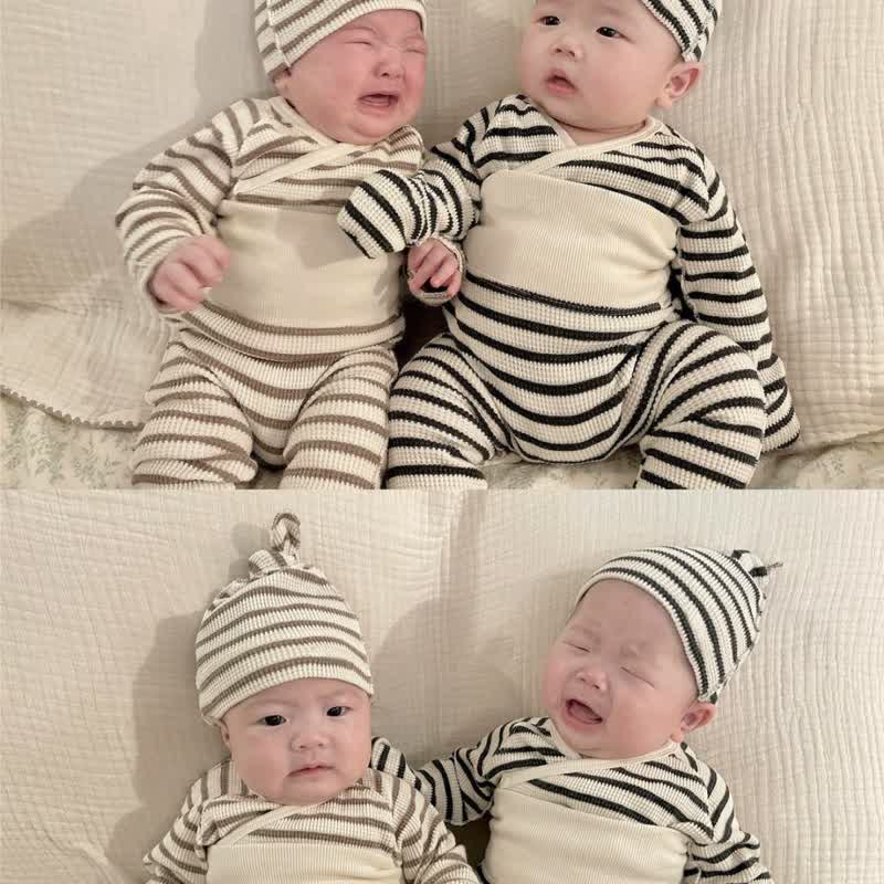 Baby 2-Piece Striped Waffle Pajamas Set