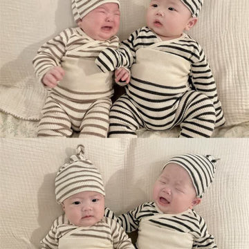 Baby 2-Piece Striped Waffle Pajamas Set