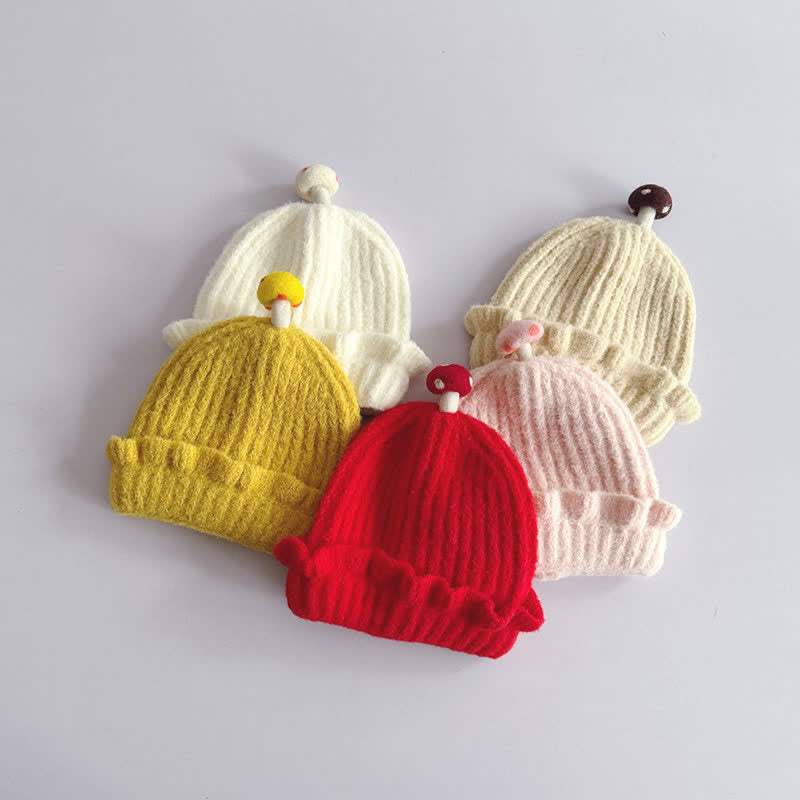 Baby Girl Mushroom Knitted Beanie
