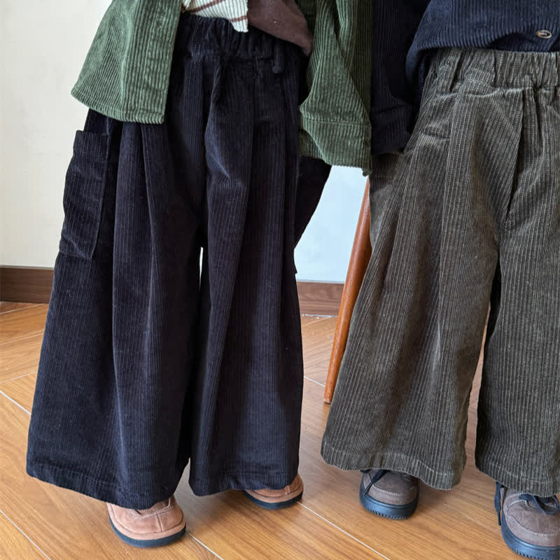 Toddler Solid Color Corduroy Loose Pants