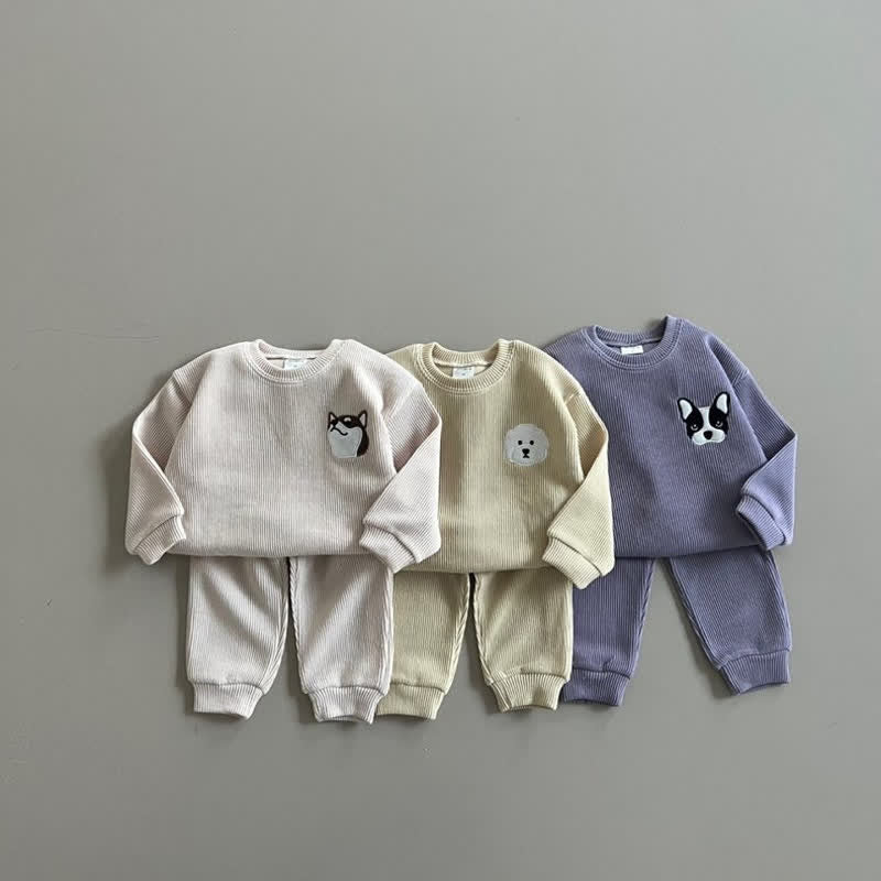 Toddler 2-Piece Embroidered Animal Sweatsuit Set