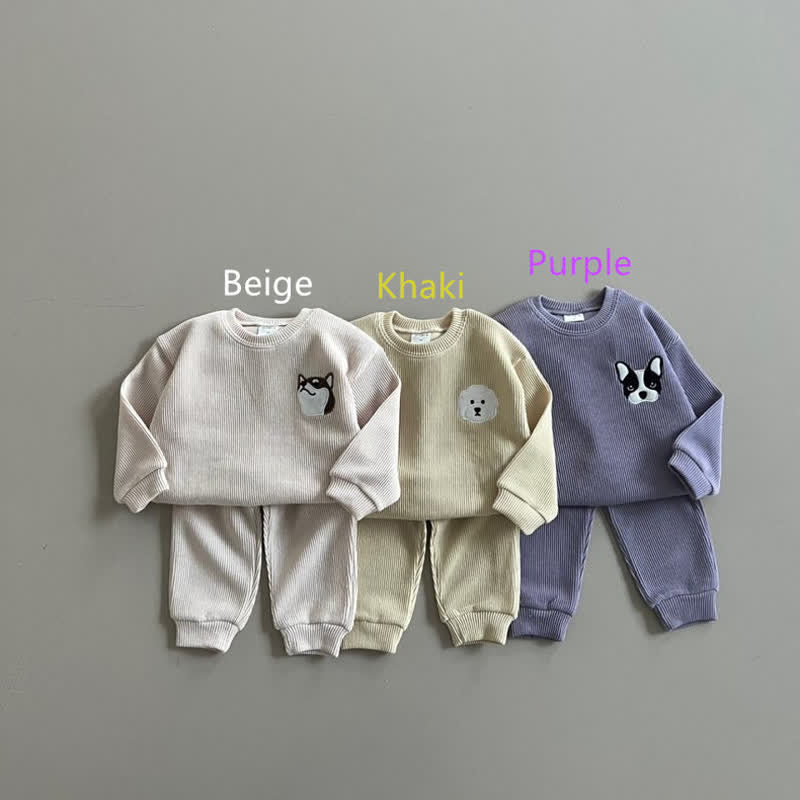 Toddler 2-Piece Embroidered Animal Sweatsuit Set