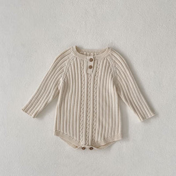 Baby Girl Solid Color Knitted Bodysuit
