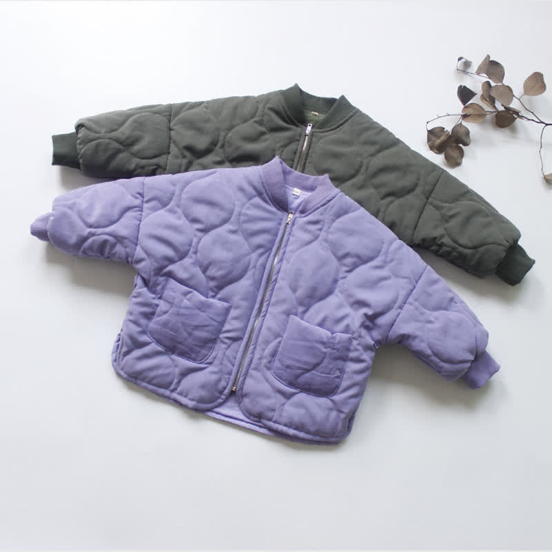 Kids Diamond Plaid Cotton Padded Jacket