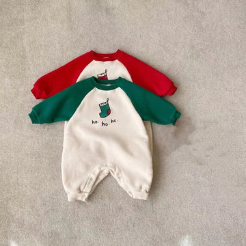 Baby Christmas Stocking Raglan Romper