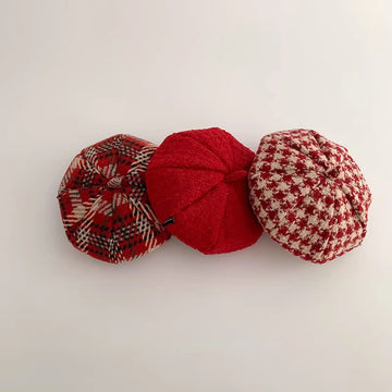 Baby Toddler Sweet Plaid Red Beret